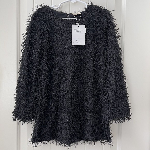 M.L. Kids Other - M.L. Kids Girls Size 5 Black Shaggy Shabby Chic NWT Bell Sleeve Tunic Top Lined